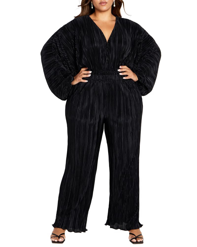 Front of a model wearing a size XL PANT ANDI in Black by City Chic. | dia_product_style_image_id:320271
